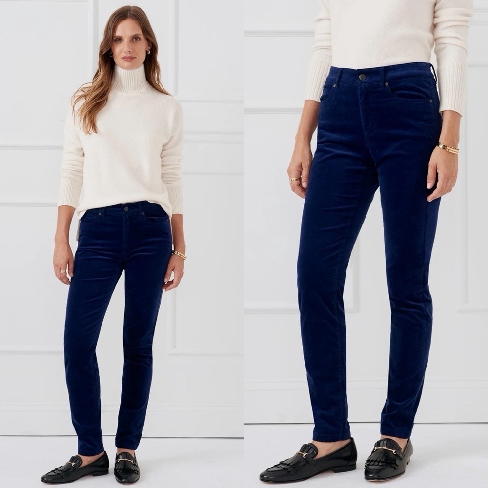 J.MCLAUGHLIN Navy Blue Corduroy Straight Leg MidRise Pants Sz 6